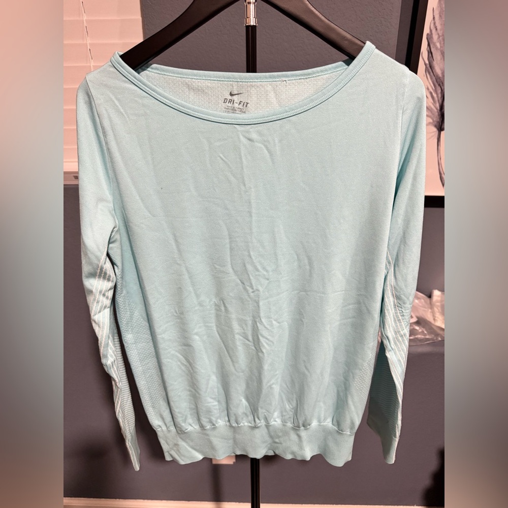 Nike Women's Sky Blue Long Sleeve Dri-Fit Top